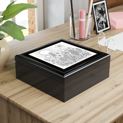 Floral Sketch Jewelry Box - personalize the top