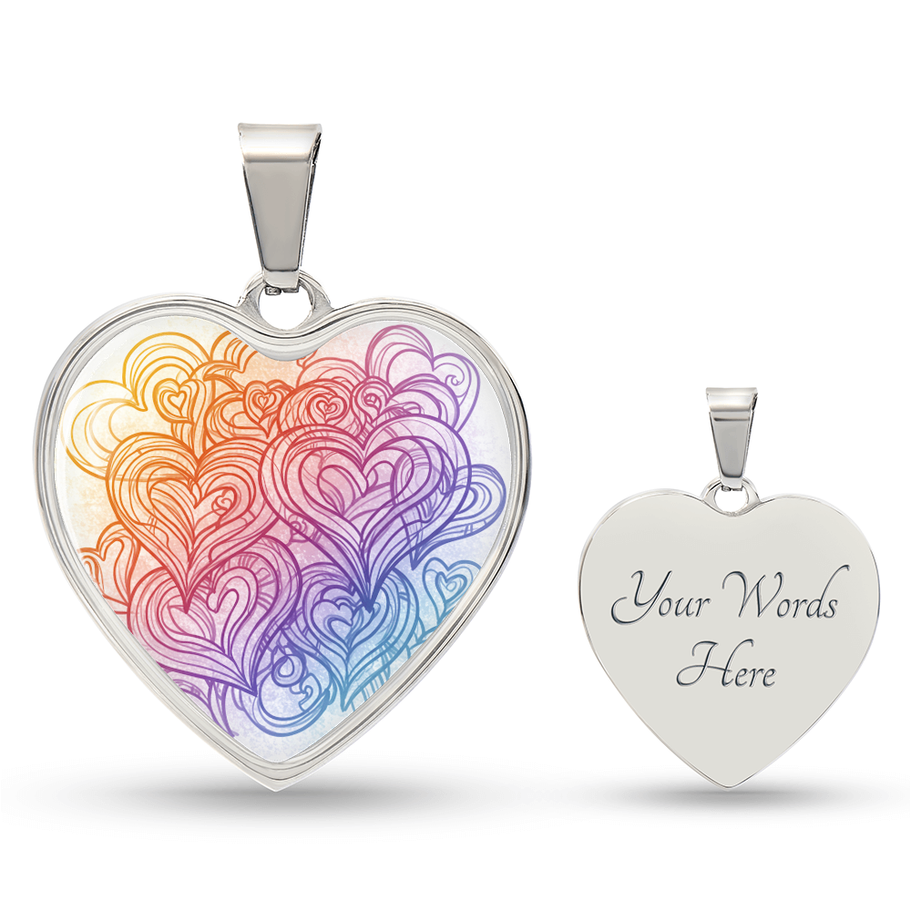 Luxury Graphic Heart Necklace, personalize front and back