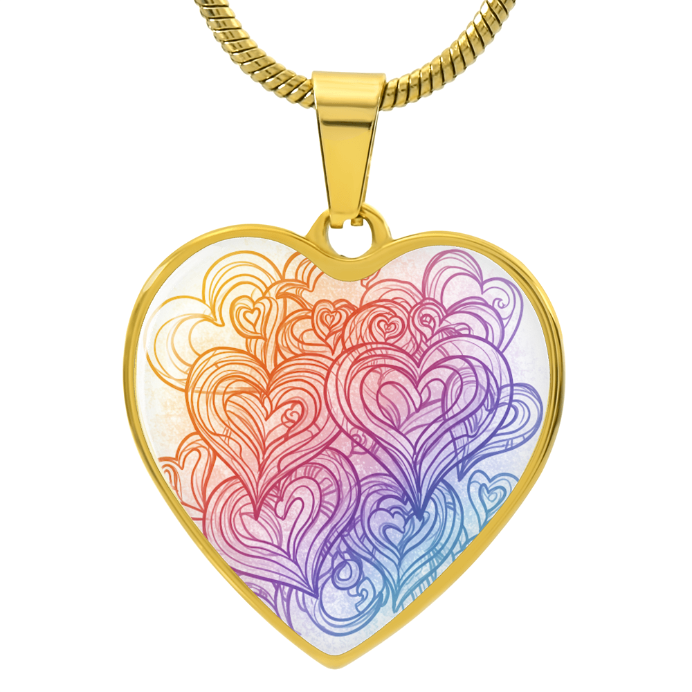 Luxury Graphic Heart Necklace, personalize front and back