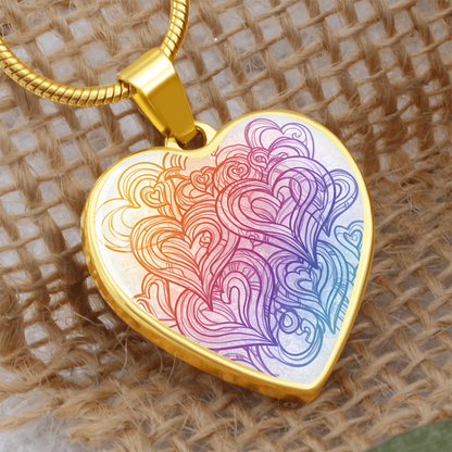 Luxury Graphic Heart Necklace, personalize front and back