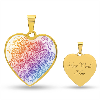 Luxury Graphic Heart Necklace, personalize front and back