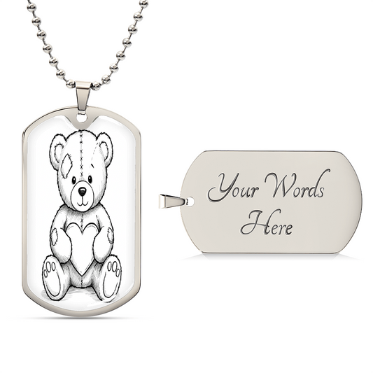 Luxury Graphic Dog Tag Necklace, personalize front and back