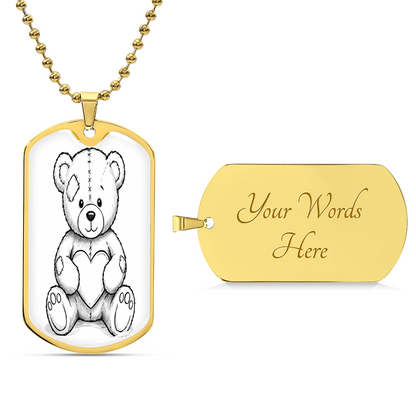 Luxury Graphic Dog Tag Necklace, personalize front and back