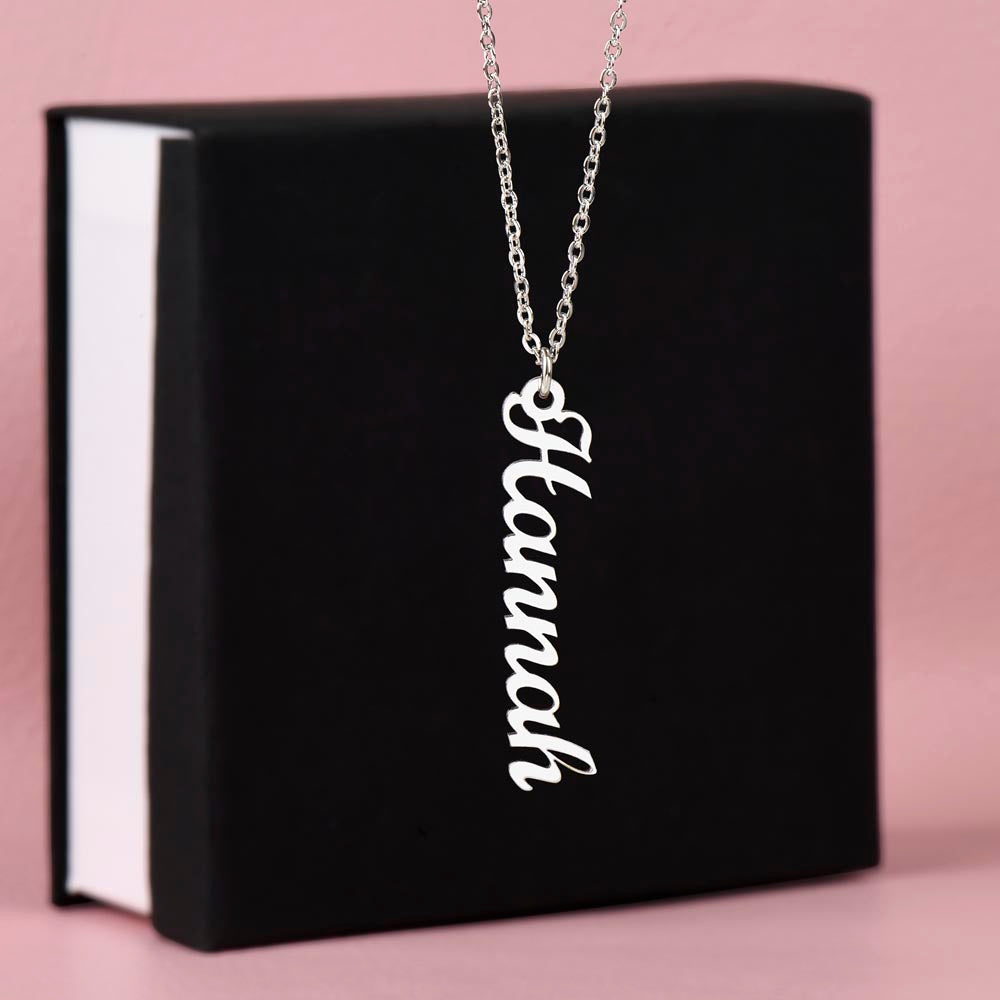 Vertical Name Necklace W/MC