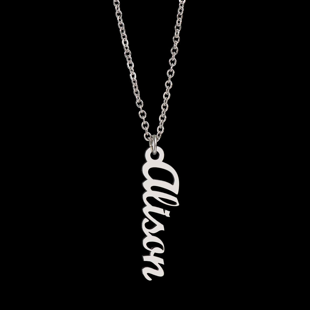 Vertical Name Necklace W/MC