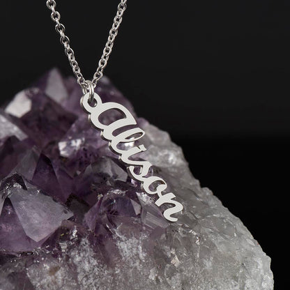 Vertical Name Necklace W/MC