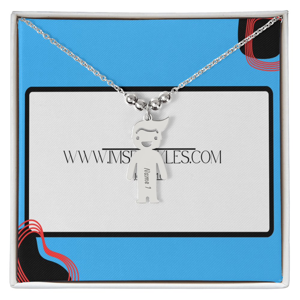 Engraved Kid Charm Necklace, enter your names