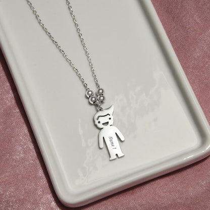 Engraved Kid Charm Necklace, enter your names