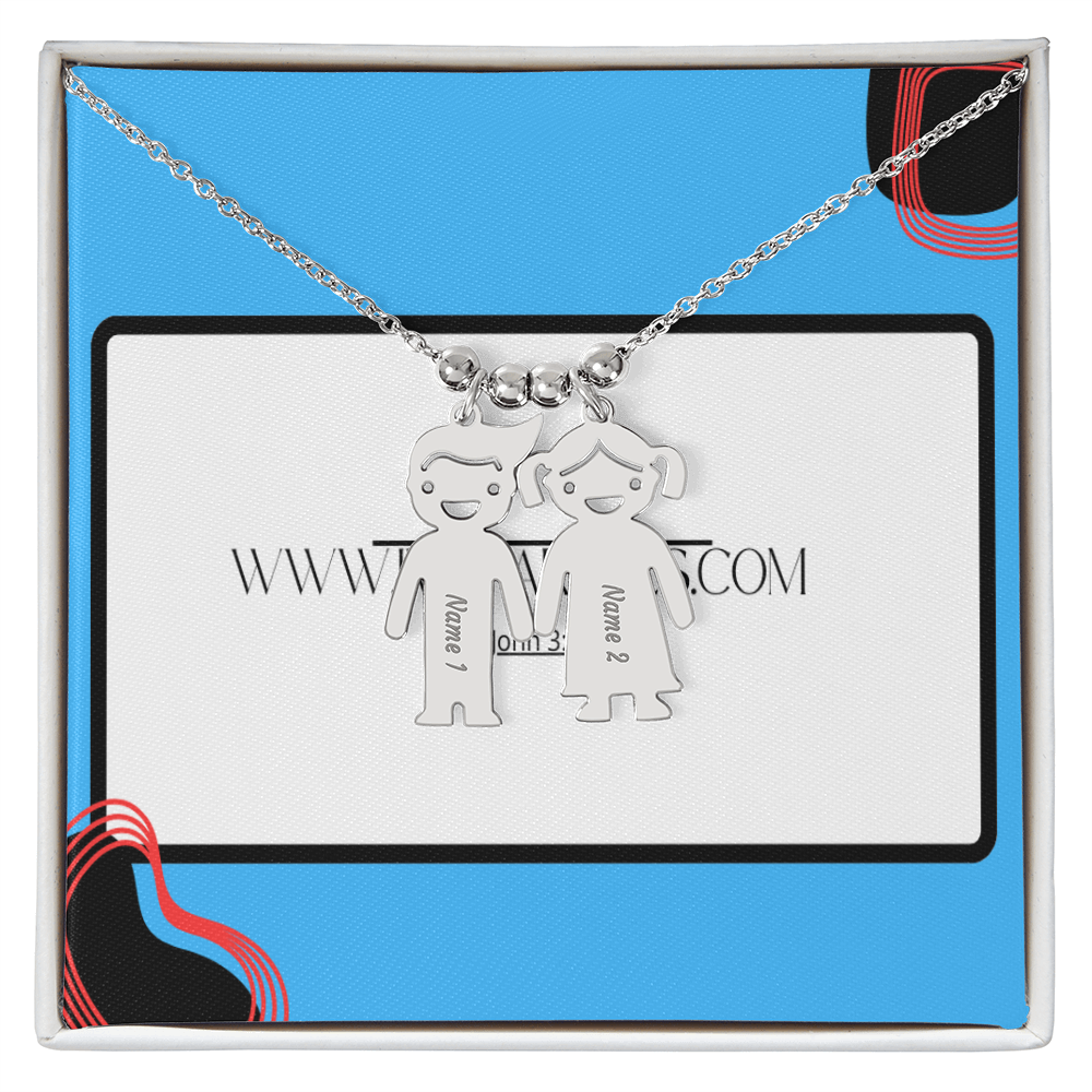 Engraved Kid Charm Necklace, enter your names