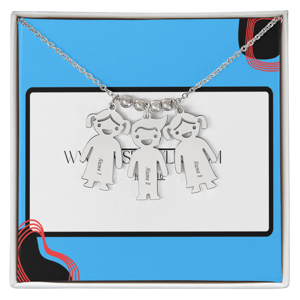 Engraved Kid Charm Necklace, enter your names