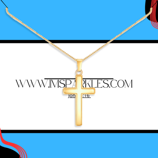 polished gold cross, necklace