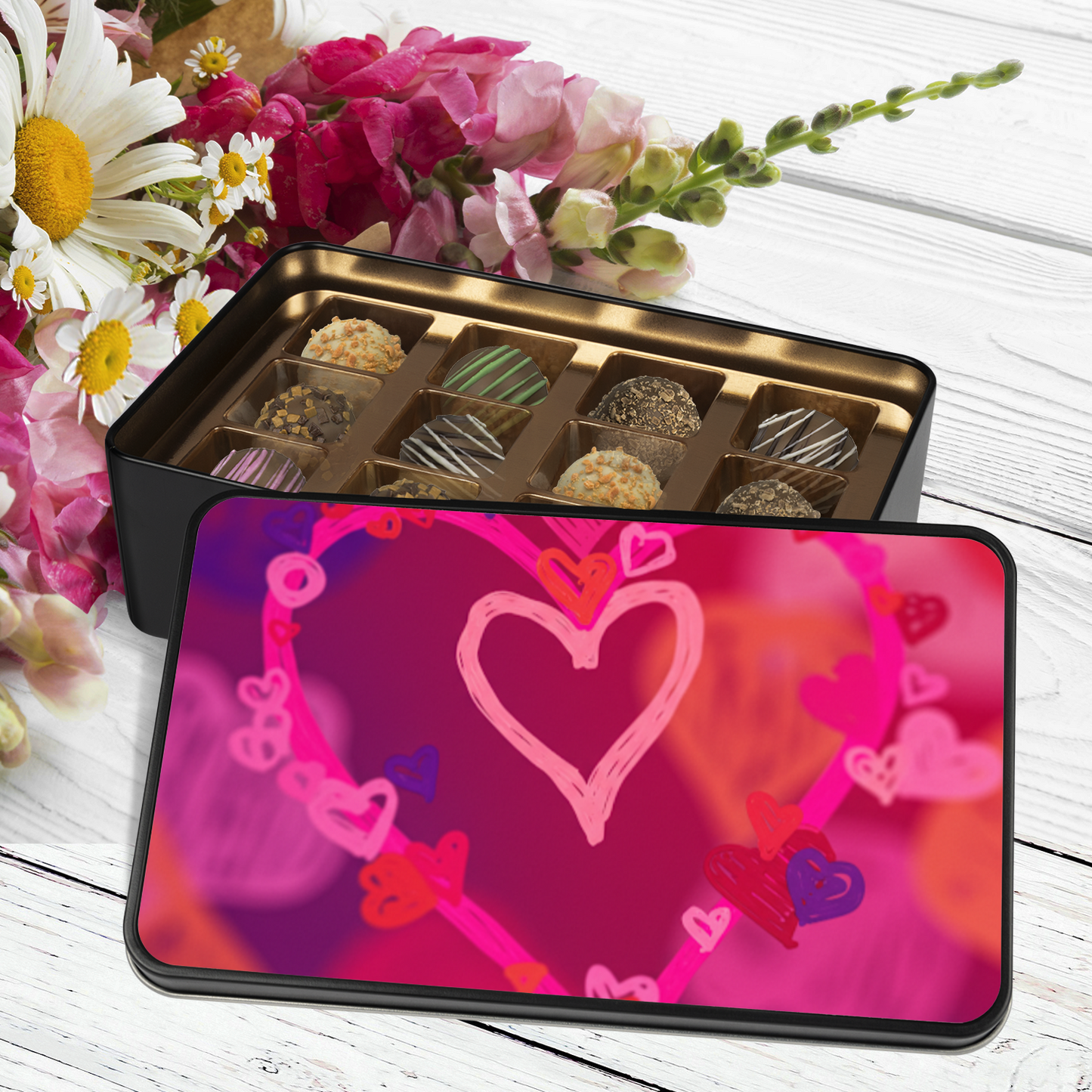 artisan chocolates, personalize the top