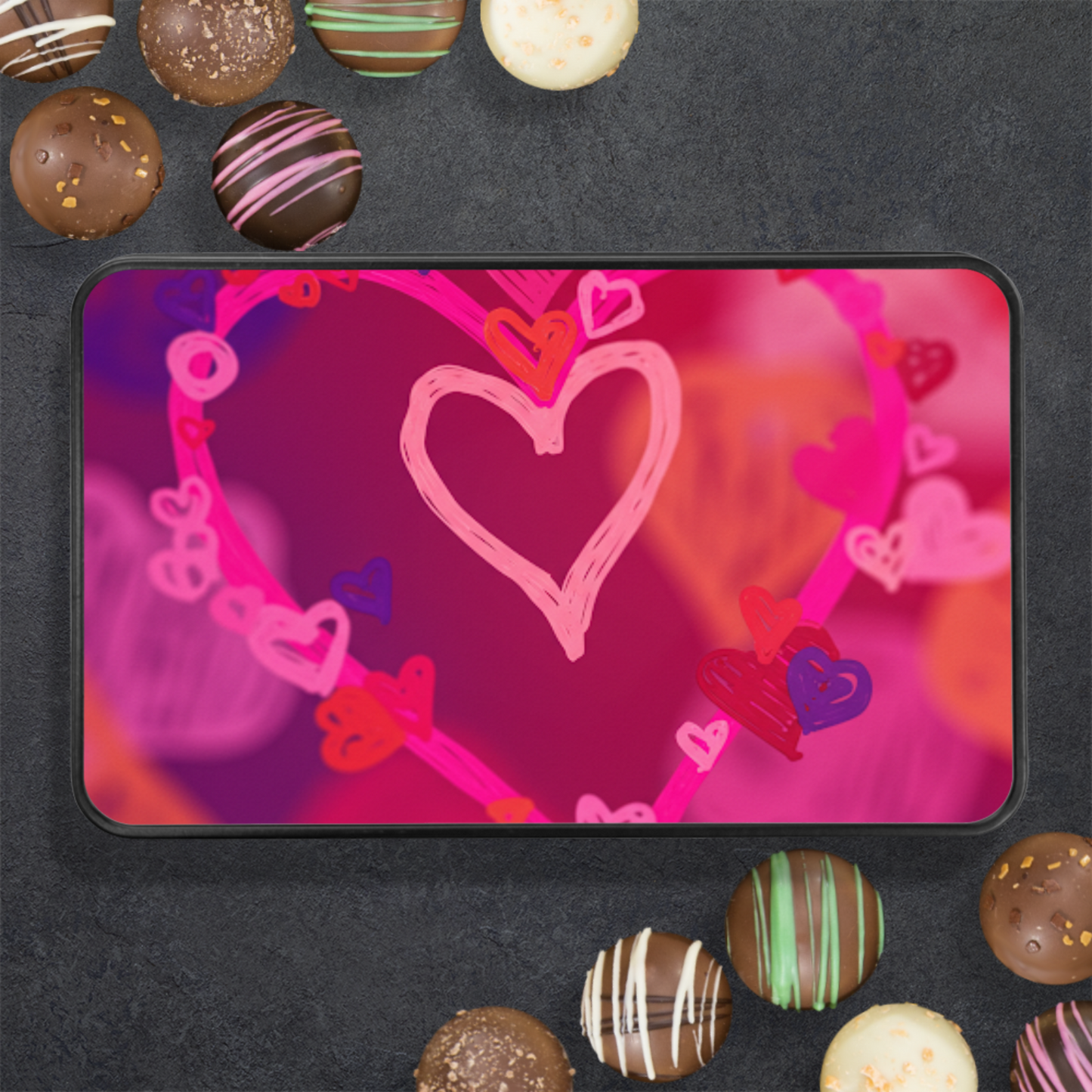 artisan chocolates, personalize the top