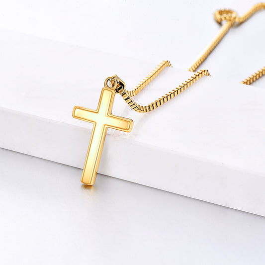 polished gold cross, necklace