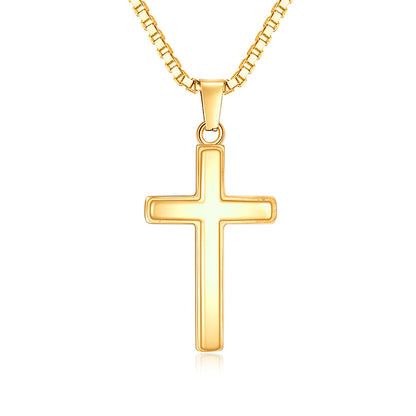 polished gold cross, necklace